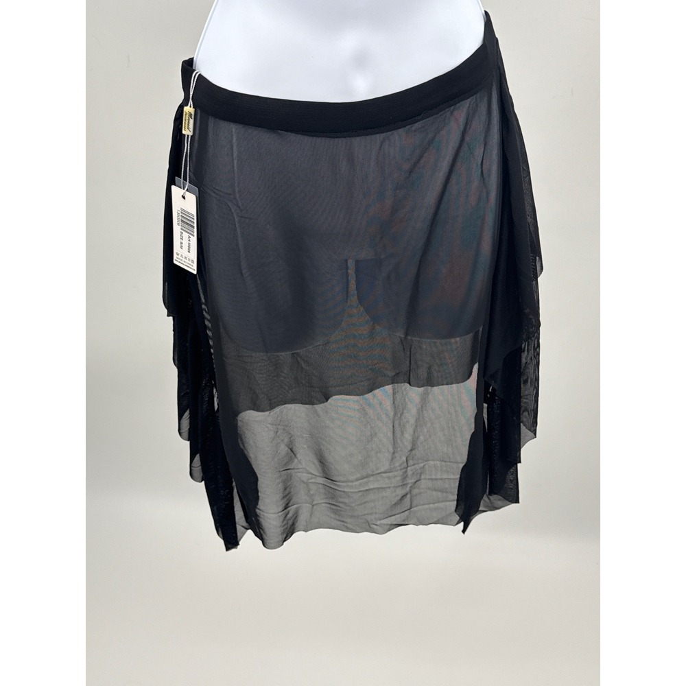Mermaid Swimwear Black Sheer Mesh Ruffle Skirt Swimsuit Cover Up M009 S/M